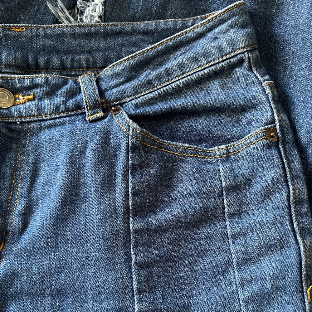 Fit & Flare Ruffled Raw Hem Size 13 Blue Denim Jeans - Picture 4 of 6